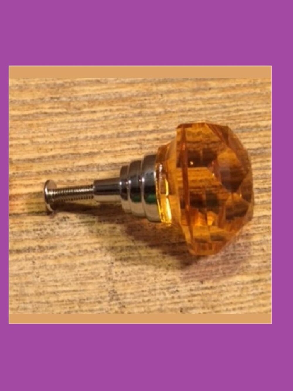 One (1) Large Amber Solid Crystal Drawer Knob Cabinet Pull One (1 HO14A